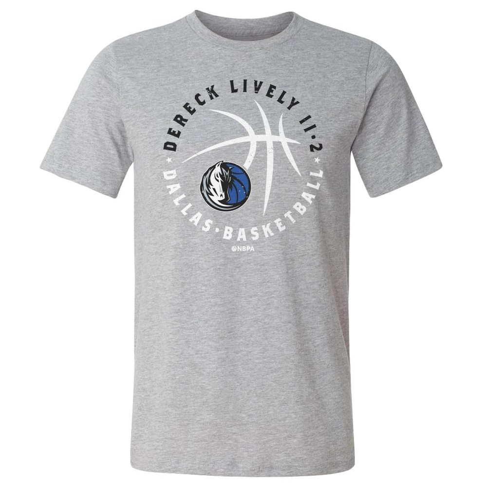 500 LEVEL Dereck Lively II Dallas Mavericks Shirt - Dereck Lively II Dallas Mavericks Player Ball WHT (Heather Gray, XXX-Large)