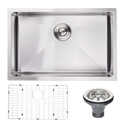 27" L X 18" W Undermount Kitchen Sink with Sink Grid