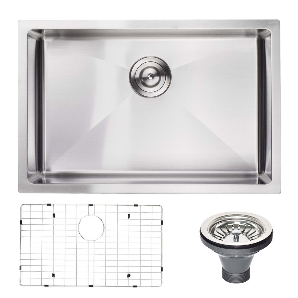 27" L X 18" W Undermount Kitchen Sink with Sink Grid