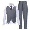 Boys Suits Size 3 Toddler Kids Grey Suits for Boys 4 Piece Boy's Dress Vest Pants Suit Set First Communion Easter Outfits