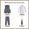 Boys Suits Size 3 Toddler Kids Grey Suits for Boys 4 Piece Boy's Dress Vest Pants Suit Set First Communion Easter Outfits view 2