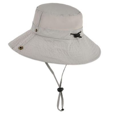 Cabahata Kids Wide Brim Sun Hat Adjustable for Teen Youth Bucket Sun Protection UPF 50+ Safari Hat(Light Grey,58cm/8-14y)