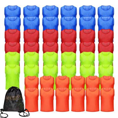 PULUOMASI 12/24/48PCS Pinnies Youth Team Pennies for Sports Kids and Scrimmage Vests for Soccer Basketball Jersey Practice