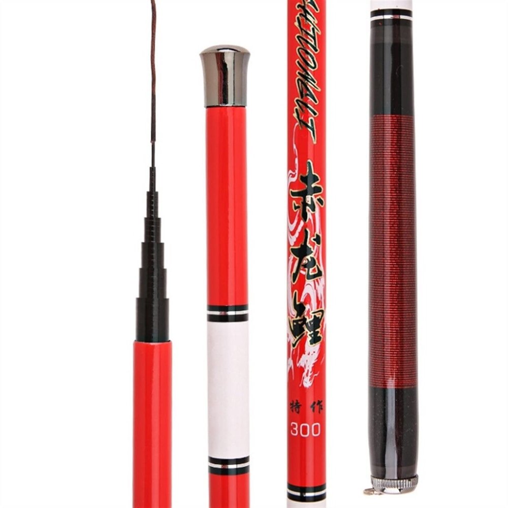 ENGENDER Fishing Rod Ultralight Travel Fishing Rod, Carbon Super Fast 1.5M-5.4M Fishing Rod Folding Length 48cm Portable Stream Rod Fishing Tackle Fishing Pole (Color : Red, Size : 1.5M)