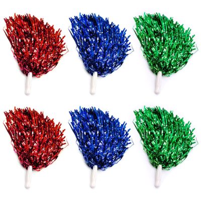 6 Pieces Pom Poms Cheerleading, Cheerleader Pom Poms Hand Flowers with Handle for Children Adults Sports Meeting Sports Competition Holiday Celebration