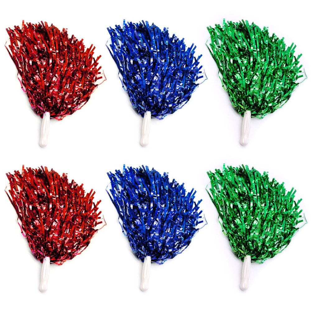 6 Pieces Pom Poms Cheerleading, Cheerleader Pom Poms Hand Flowers with Handle for Children Adults Sports Meeting Sports Competition Holiday Celebration