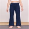 Haloumoning Girl's Flare Pants Kids High Waisted Button Multiple Pockets Yoga Bootcut Pants Full Length Bell Bottoms Navy Blue view 2