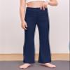 Haloumoning Girl's Flare Pants Kids High Waisted Button Multiple Pockets Yoga Bootcut Pants Full Length Bell Bottoms Navy Blue view 3