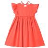 Csbks Toddler Baby Girls' Cotton-Linen Sundress with Ruffle Halter Sleeveless and Swing Dress Orange Red 130 view 1