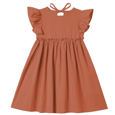 Csbks Toddler Baby Girls' Cotton-Linen Sundress with Ruffle Halter Sleeveless and Swing Dress Brown 90