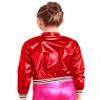 JEATHA Kids Boys Girls Shiny Metallic Bomber Jacket Motorcycle Baseball Windbreaker Long Sleeve Zip Up Coat Red 14 Years view 2