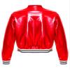 JEATHA Kids Boys Girls Shiny Metallic Bomber Jacket Motorcycle Baseball Windbreaker Long Sleeve Zip Up Coat Red 14 Years view 4