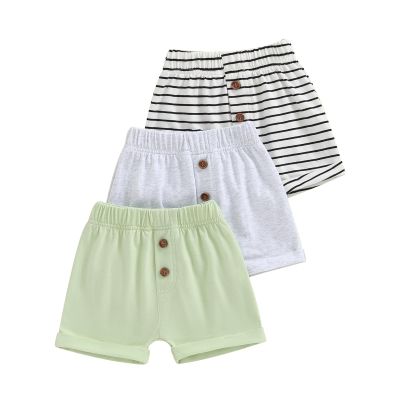 Baby Boys' Toddler 3-Pack Pull-on Jogger Shorts Classic Fit Elastic Waist Shorts Kids Multipacks Pants (Green B, 6-12 Months)