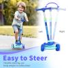 BELEEV Scooter for Kids Ages 3-12, 3 Wheel Folding Scooter for Toddlers Girls Boys, PU Light-Up Wheels, Adjustable Height, Lean to Steer, Three Wheel Kick Scooter for Children(Space Blue) view 4