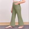 Haloumoning Girl's Flare Pants Kids High Waisted Button Multiple Pockets Yoga Bootcut Pants Full Length Bell Bottoms view 4
