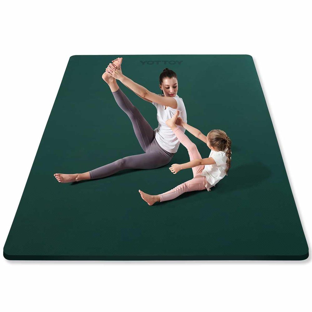 YOTTOY Large Yoga Mat (75 * 52 * 1/2inch),Extra Wide TPE Exercise Mat,Non-Slip Workout Mat for Pilates, Fitness, Barefoot, Home Gym Studio with Strap and Towel