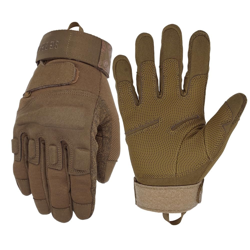 Seibertron Adult Or Youth S.O.L.A.G Sports Outdoor Water Resistant Full Finger Touchscreen Gloves Coyote XXS