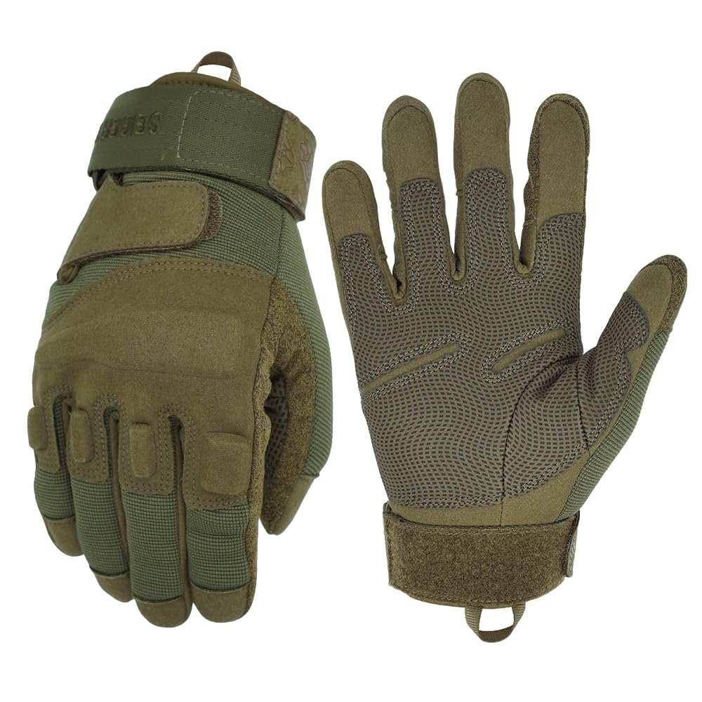 Seibertron Adult Or Youth S.O.L.A.G Sports Outdoor Water Resistant Full Finger Touchscreen Gloves Army Green XS