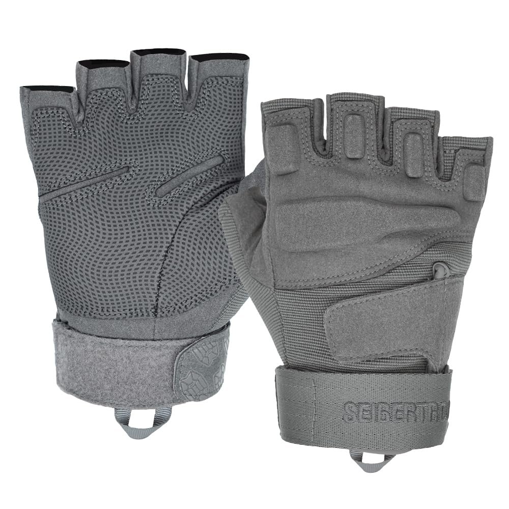 Seibertron S.O.L.A.G Youth Women Men Unisex XXS to XXL Fingerless/Half Finger Sports Outdoor Tactical Gloves Grey XXL