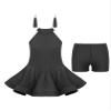 Hularka Kids Girls Latin Dance Dress Salsa Rumba Samba Dance Dress with Boxer Short and Earrings Ballroom Dancewear Black 13-14 Years view 1