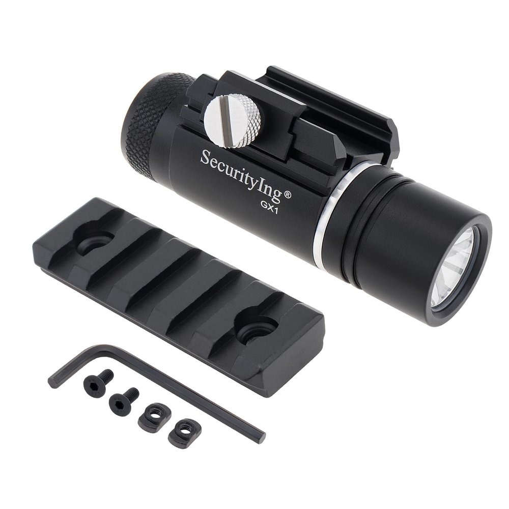 SecurityIng 320LM Compact Rail Mounted Light, IPX8 Waterproof Mini Tactical Flashlight with Adjustable Mount for Standard Picatinny Rails