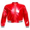 JEATHA Kids Boys Girls Shiny Metallic Bomber Jacket Motorcycle Baseball Windbreaker Long Sleeve Zip Up Coat Red 10 Years view 3