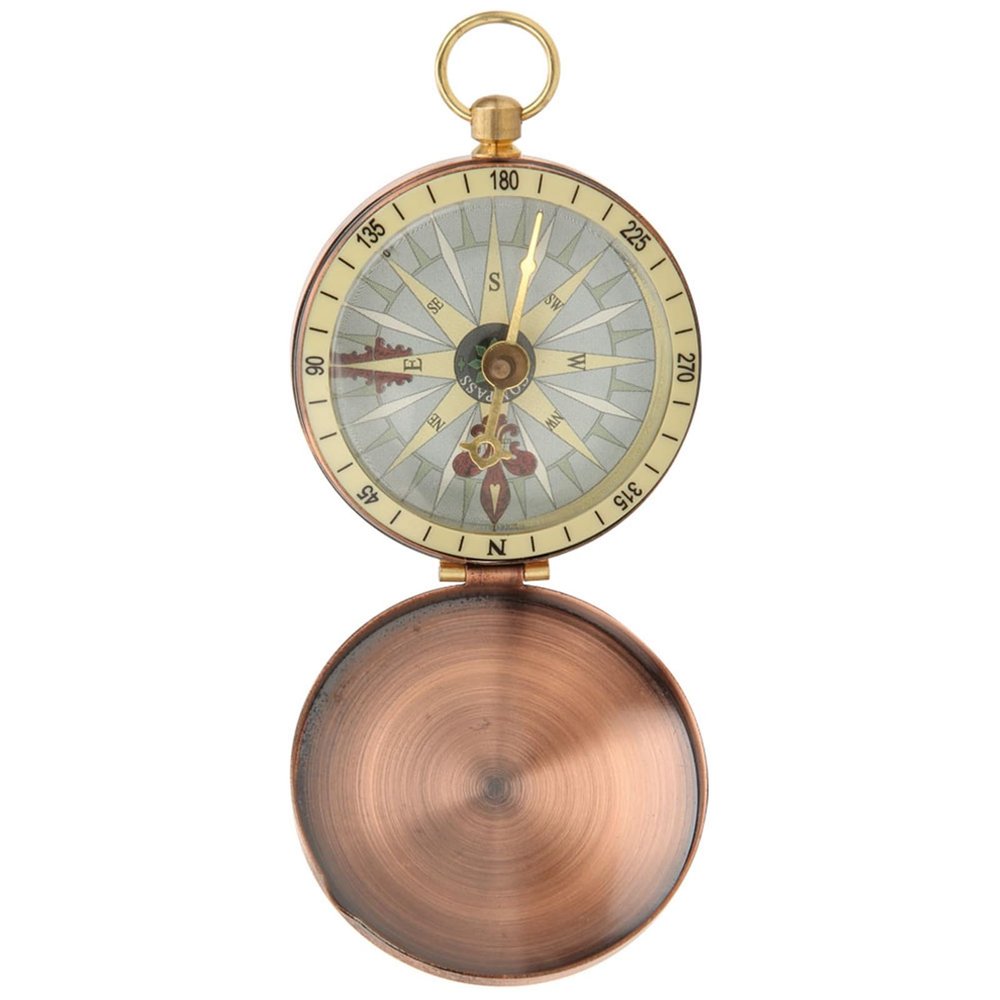 Lightweight Pocket Watch Compass Good Stability Portable Metal Copper Flip Cover Pocket Watch Compass Sturdy for Camping,Hiking,Traveling,Etc (Compass)
