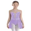 JEATHA Kids Girls Figure Ice Skating Dress Lyrical Dance Costume Rhinestone Sleeveless Tank Leotards Dancewear Light Purple 14 Years view 2