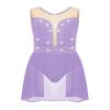 JEATHA Kids Girls Figure Ice Skating Dress Lyrical Dance Costume Rhinestone Sleeveless Tank Leotards Dancewear Light Purple 14 Years view 4