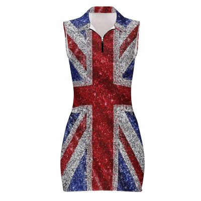 Zakqeik Women's Summer Sleeveless Polo-Shirt British Flag Dress for Girls Cute Skirts S