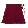 Linjinx Women's Ballet Wrap Skirt Chiffon Dance Gymnastics Costumes with Adjustable Waist Tie Burgundy Medium view 4