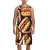 Mens Basketball Jerseys Fun Food Hot Dogs Uniform Suit Mesh Sports Jersey Outfits T-Shirt and Short Sets Black view 2