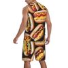 Mens Basketball Jerseys Fun Food Hot Dogs Uniform Suit Mesh Sports Jersey Outfits T-Shirt and Short Sets Black view 3