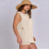ANRABESS Women Summer 2 Piece Outfits Sleeveless Knit Sweater Top & Shorts Soft Lounge Sets Travel Beach 2026 Spring Clothes Beige Large view 3