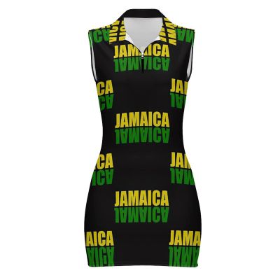 Zakqeik Women's Summer Sleeveless Polo-Shirt Jamaica Flag Dress for Girls Cute Skirts M