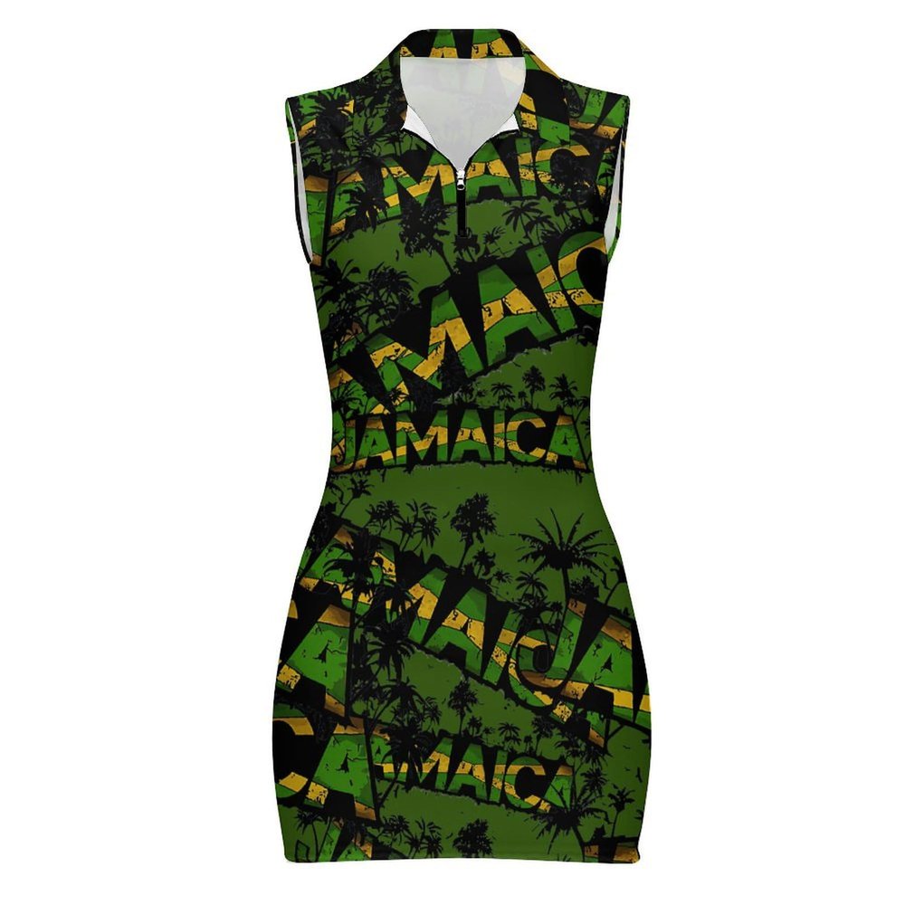 Zakqeik Women's Summer Sleeveless Polo-Shirt Jamaica Flag Dress for Girls Cute Skirts XS