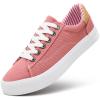 XRH Tennis Shoes Womens Low Top Casual Shoes for Women, Lace Up Canvas Sneakers Comfortable Shoes for Women Walking Shoes(Pink,US6.5 view 1