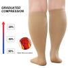 CaiDieNu Plus Size Compression Socks: Open Toe Wide Calf Compression Socks for Women and Men Knee High Toeless Nurse Travel Beige 5XL view 4