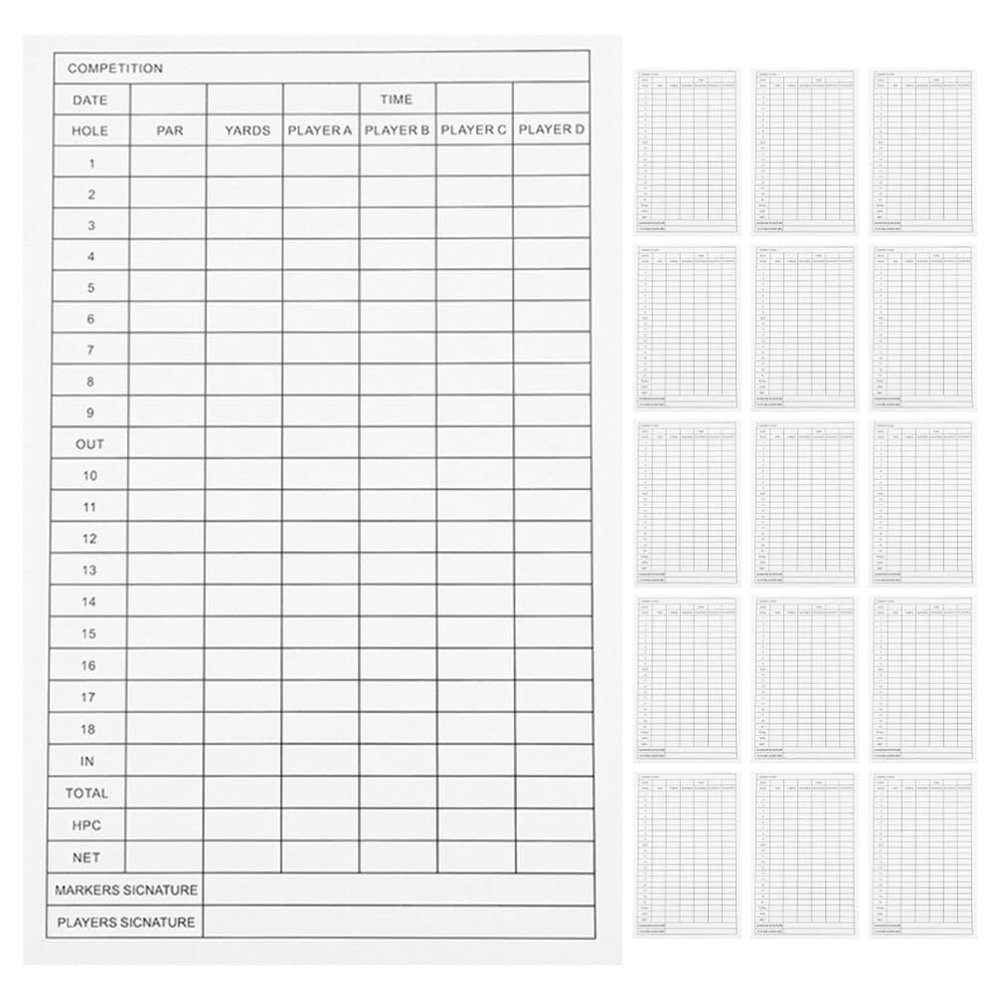 VANZACK 25pcs Golf Scorecards for Accurate Score Recording Coated Paper Golfing Accessory for Competitions and Practice Rounds