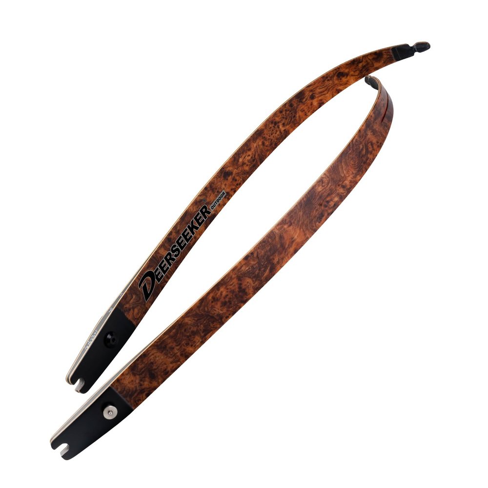 Deerseeker Archery ILF Recurve Limbs with Woograin Finish Laminated Recurve Limbs Short, Medium, Long Size for Traditional Competition Tournament 20-60lbs66"