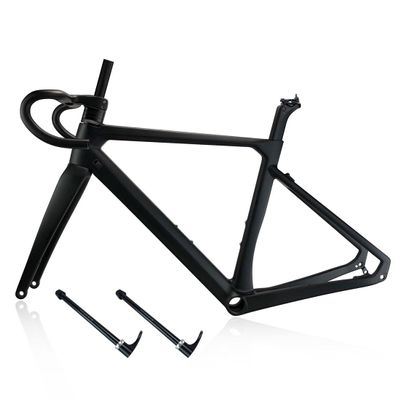 HIMALO 700C Carbon Road Bike Frameset 46/48/50/52cm Disc Brake Bike Frame 100mm/142mm Thru Axle Windbreaker Frames Lightweight Internal Routing with Handlebar 90x420mm (Size : 50CM)