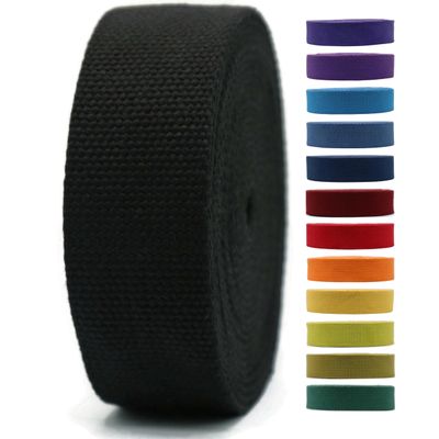 2" & 1.5'' & 1" Cotton Webbing - 5 Yards - 50+ Colors -%100 Natural Cotton - Turkish Woven - 1 Inch 1.5 Inch 2 Inch Black Canvas Webbing for Sewing Straps Bag Climbing Indoors Craft DIY 11514