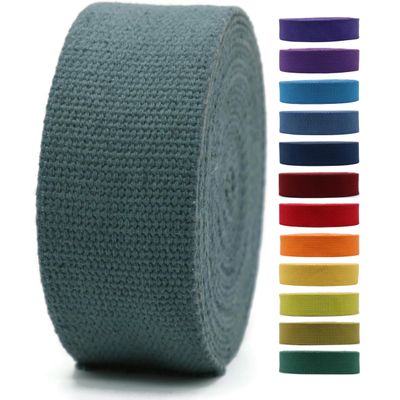 2" & 1.5'' & 1" Cotton Webbing - 5 Yards - 50+ Colors -%100 Natural Cotton - Turkish Woven - Heavy Duty 1 Inch 1.5 Inch 2 Inch Canvas Webbing for Sewing Straps Bags Climbing Indoors Craft DIY 11555