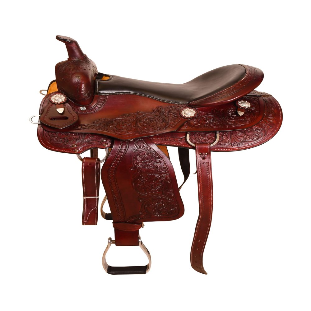 COLTORO Western Cowhide Leather Barrel Racing Horse Saddle Tack Size 15 Inch Seat Set (Brown)