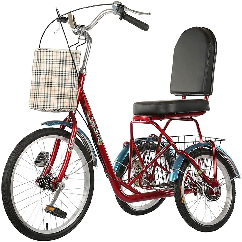 HAOKAZLBR Adult Tricycle, Adult Trikes for Shopping Travel Tricycle for Adult, 1 Speed 3 Wheeled Recumbent Bicycle with Front Rear Large Basket Seniors for Men Women Picnics & Shopping