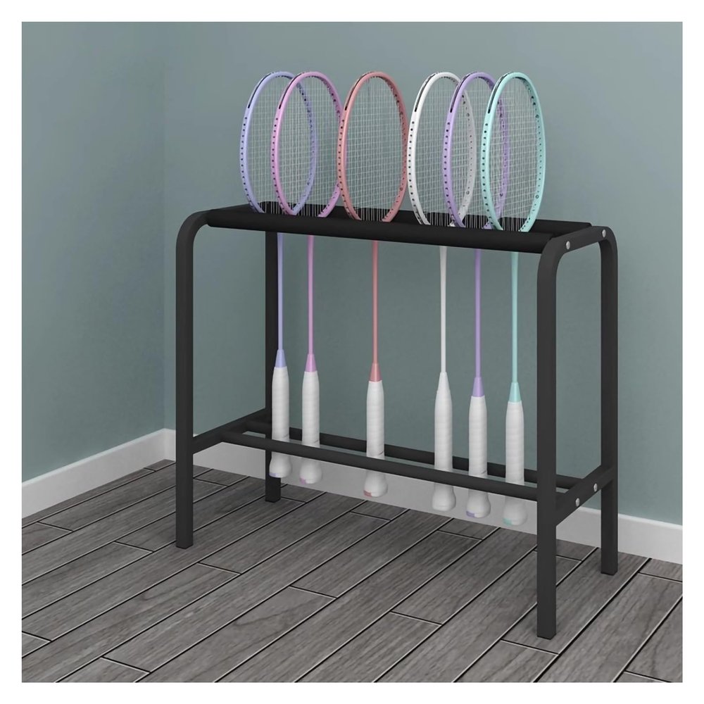 NineFit Basics Badminton Racket Storage Rack - Perfect for Schools, Stadiums, Fields, and Gardens - Tennis Racket Display Rack for Kindergartens - Black Color