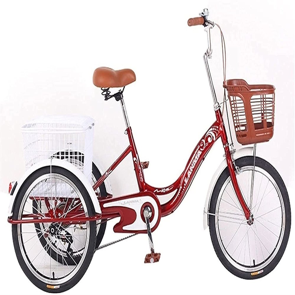 HAOKAZLBR Adult Tricycle, Adult Trikes for Shopping Travel Mini Tricycle Adult Single-Speed Fitness/Rehabilitation Training Function Pedal Elderly Human-Powered Bicycles with Basket for Men Women