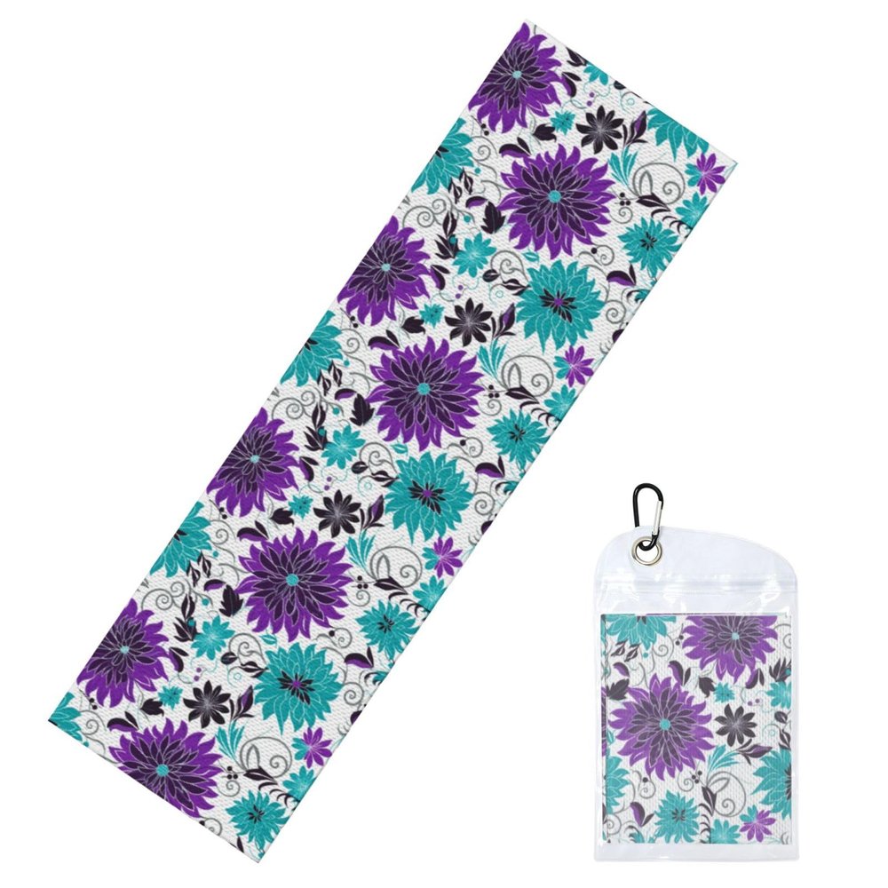 YYHWHJDE Cold Exercise Towel 12x40 in Ice Towel Soft Breathable Chilly Towel for Yoga Sport Running Gym Workout Fitness Purple and Teal Flowers Printing