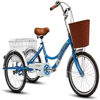 HAOKAZLBR Adult Tricycle, Adult Trikes for Shopping Travel Adult Tricycle 20 Inch Manpower Pedal with Adjustable Seat 3 Wheel Bicycle with Shopping Basket Lights Bell for Men Women, oujinmm2024327