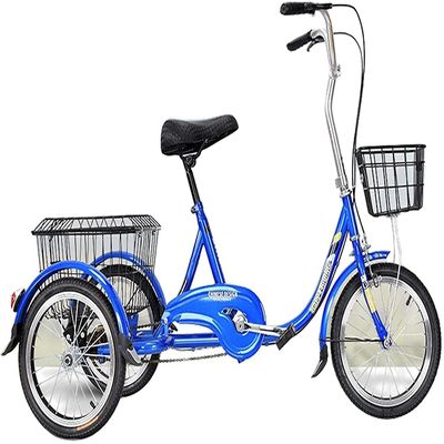 HAOKAZLBR Adult Tricycle, Adult Trikes for Shopping Travel Adult Tricycles 1 Speed, Adult Trikes 16 Inch 3 Wheel Bikes, Three-Wheeled Bicycles with Shopping Basket for Adult, Seniors, Women